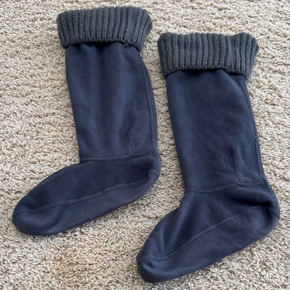 Hunter Charcoal Fleece Cardigan Stitch Tall Boot Liner Socks Womens sz  L (8-10)